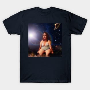 Mona Lisa in the galaxy far far away T-Shirt